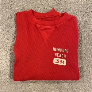 Brandy Melville Waffle Long Sleeve Cropped Shirt